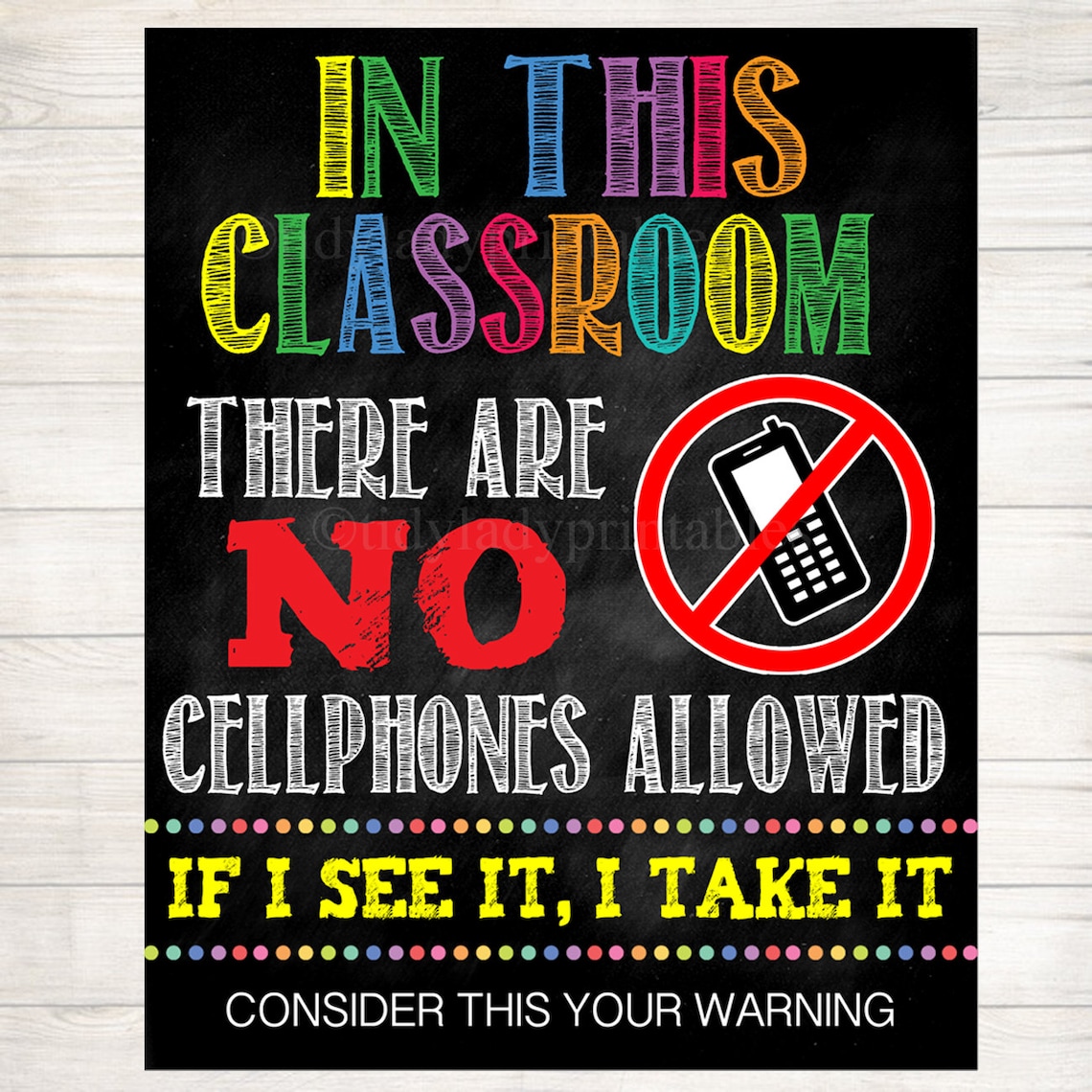 No Cellphones Allowed School Poster Classroom Decor Etsy