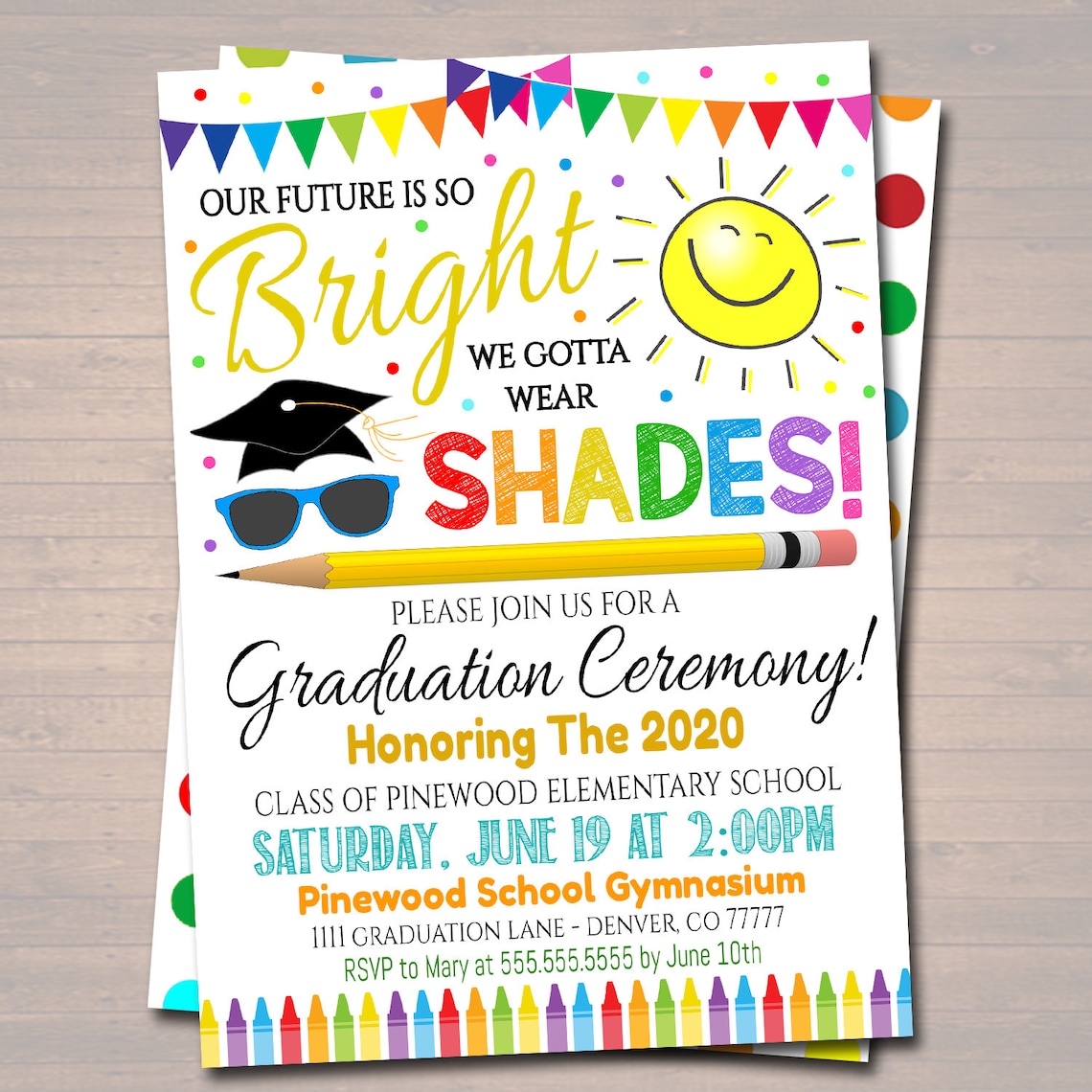 Kindergarten Graduation Invitation Preschool Pre K Graduation Etsy