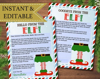 Hello from the Elf Letter, Goodbye from the Elf, Naughty or Nice Behavior Sheet, Santa North Pole, EDITABLE Elf Printable, INSTANT DOWNLOAD