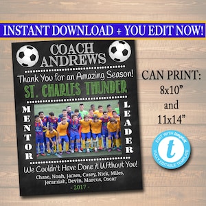 SOCCER Coach Gift, Coach Award, Soccer Team Gift, End of Season Soccer Banquet, Custom Best Coach Gift, Team Soccer Photo, Football Gift