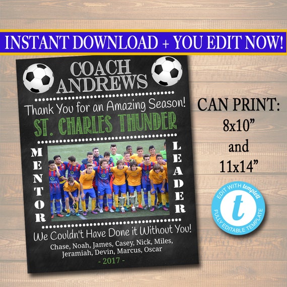 SOCCER Coach Gift, Coach Award, Soccer Team Gift, End of Season Soccer Banquet, Custom Best Coach Gift, Team Soccer Photo, Football Gift Il_570xn