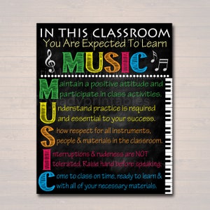 MUSIC Classroom Poster,  Music Classroom Decor, Classroom Rules Poster, High School Music Choir Band Teacher Professor, Music Decorations