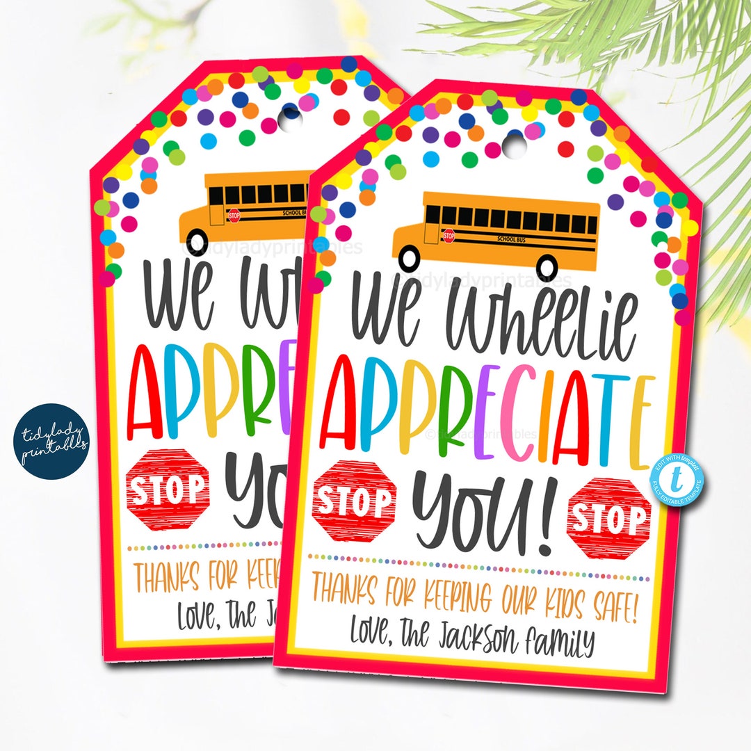 Bus Driver's Thank You Gift Tags, National Bus Driver Appreciation Day