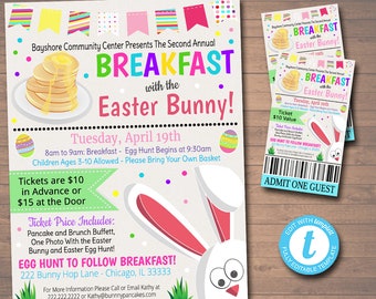 EDITABLE Easter Brunch Egg Hunt Flyer Printable Invite Party - Etsy Ireland