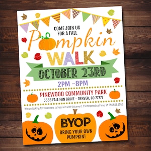 Editable Pumpkin Walk Invitation: Fall Festival Party (Digital Download)
