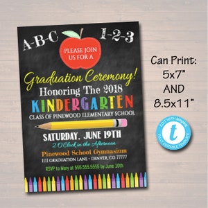 Editable Graduation Invitation Chalkboard Printable Kindergarten Preschool Pre K Graduate School Graduation Ceremony Invite INSTANT DOWNLOAD