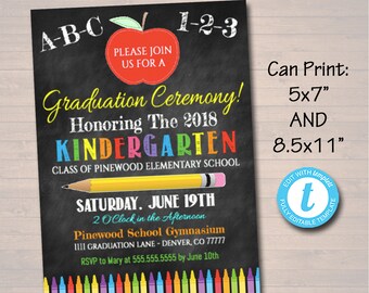 Editable Chalkboard Graduation Invitation: School Ceremony Invite (Digital Download)