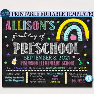 First Day Of School Sign, Back to School Chalkboard Poster, Personalized School Chalkboard Sign, Any Grade Sign 1st Day of School