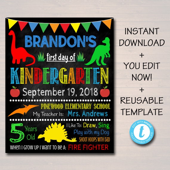 First Day of School Chalkboard Sign Photo Prop Poster