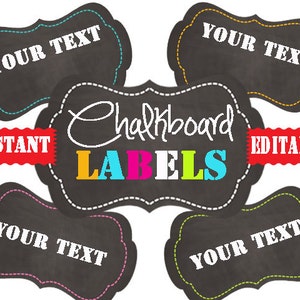 chalkboard labels printable labels instant and editable etsy