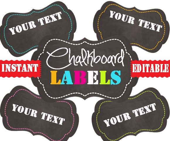 Chalkboard Labels Printable Labels Instant And Editable Etsy Chalkboard Labels Printable Labels Instant And Editable Etsy
