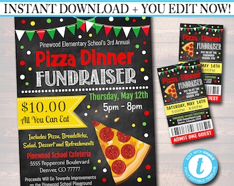 fundraiser flyer etsy benefit dinner flyer template