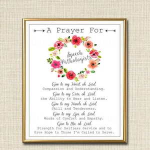 Speech Pathologist Prayer Art, SLP Gift, Religious Office Wall Art, Speech Therapist, Office Decor INSTANT DOWNLOAD Speech Language Teacher