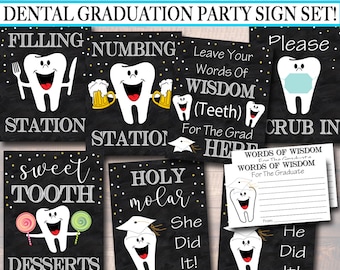 Letreros para fiesta de graduación dental: Decoración de pizarra (DESCARGA INSTANTÁNEA)
