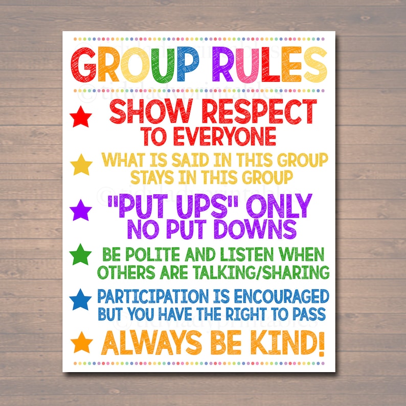 Counseling Group Rules Poster: Colorful Office Decor (digital Download ...