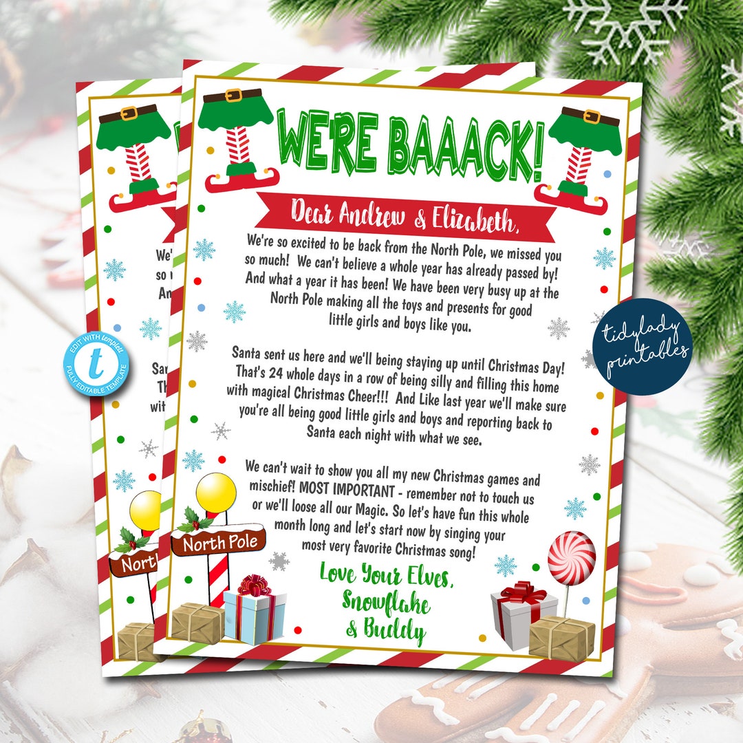 2023 Elf Letter, Hello From the Elves Letter for Kids, Christmas We're