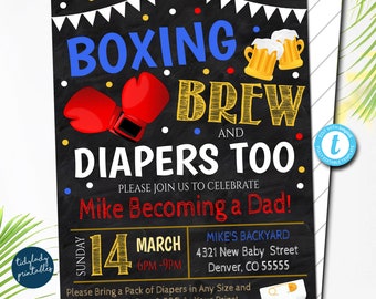 Boxing Brew Baby Shower Invitation: BBQ Couples Shower (EDITABLE TEMPLATE)