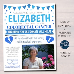 Colorectal Cancer Fundraiser Flyer: Blue Ribbon Charity Event (EDITABLE TEMPLATE)