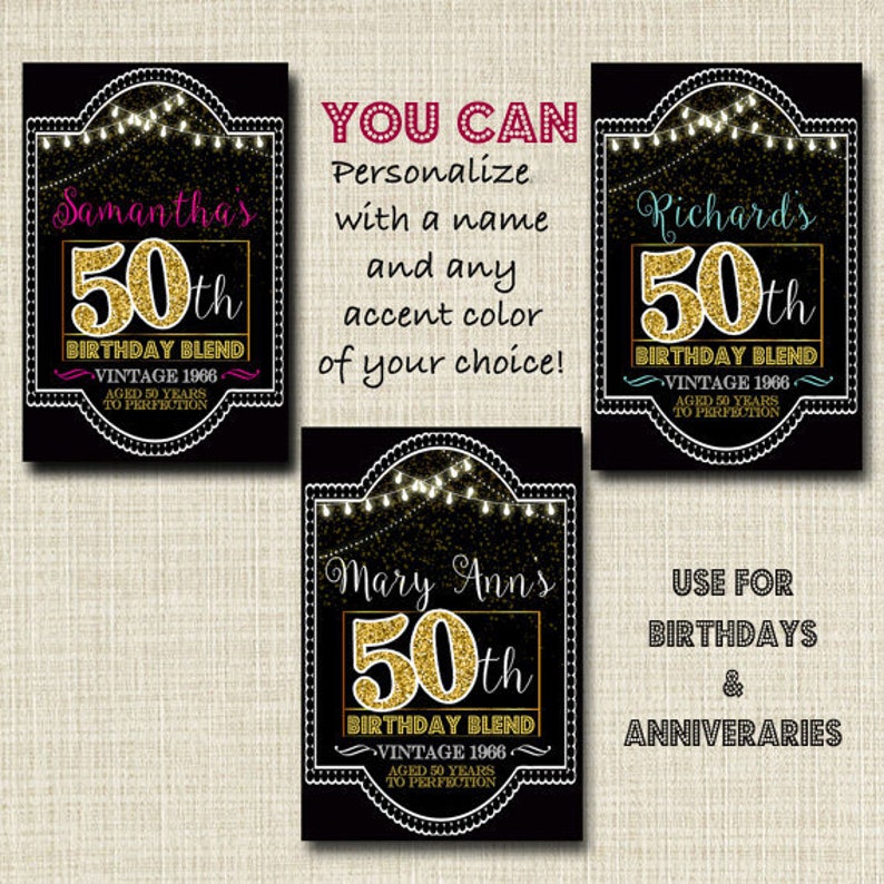 Free Printable 50th Birthday Labels