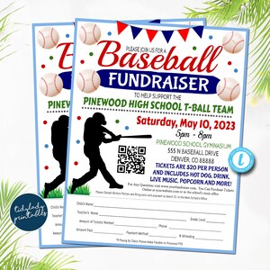 Editable Baseball Fundraiser Flyer: School Event Poster (Digital)