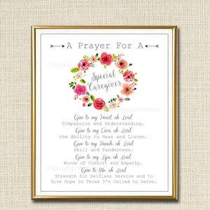 Caregiver Prayer Art, Nursing Home Gift, Religious Wall Art, Assisted Living Hospice Gift, Office Decor INSTANT DOWNLOAD, Wall Art Printable