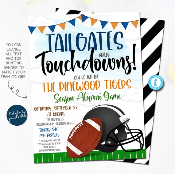 Football Tailgate Party Invitation, Editable Football Party template