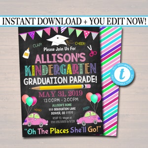 Drive By Graduation Parade Invitation: Editable Kids Party (Digital)