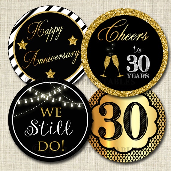 30th Anniversary Cupcake Toppers Printable Cheers To Thirty Years