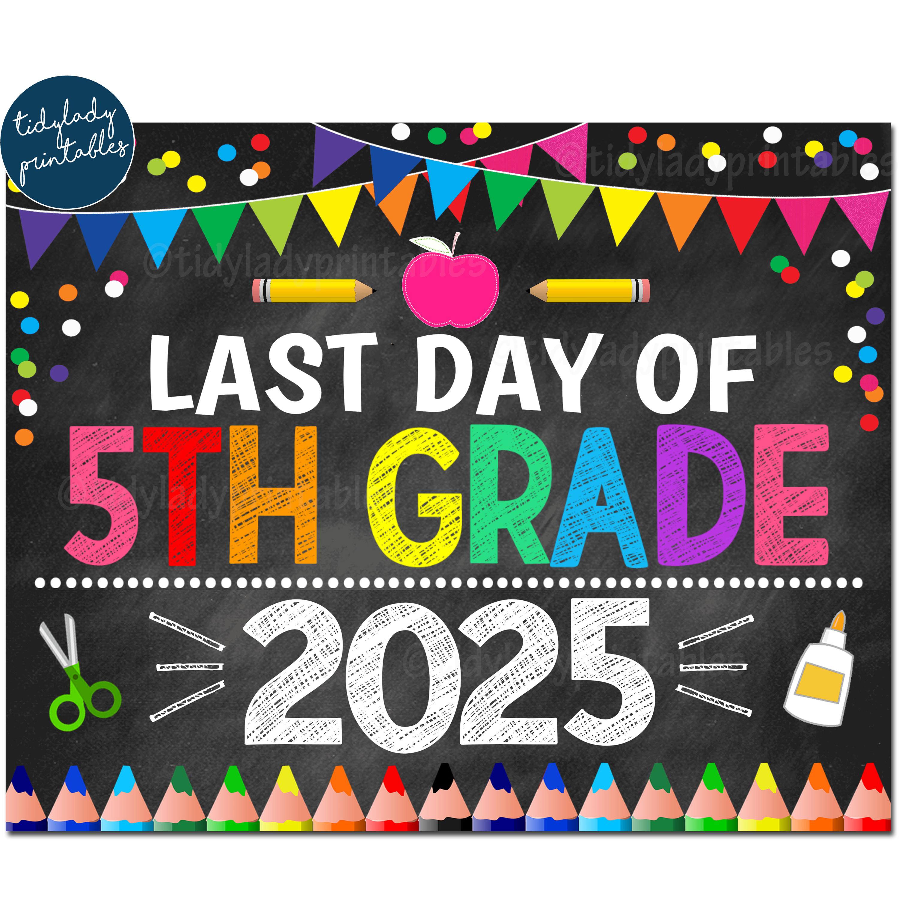 Ultimo giorno di quinta elementare 2025, cartello di fine scuola stampabile, coriandoli per bambine dai colori dell'arcobaleno, download digitale istantaneo di quinta elementare - Etsy Italia