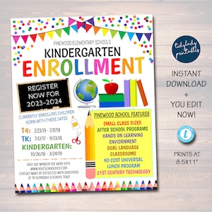 EDITABLE School Enrollment Registration Flyer, Printable PTA PTO Flyer, School Fundraiser, Back To School Invite, Meet The Teacher Template