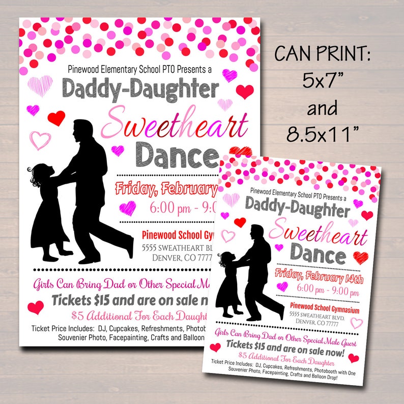 Daddy Daughter Dance Flyer: Valentine's Day School Event (EDITABLE ...