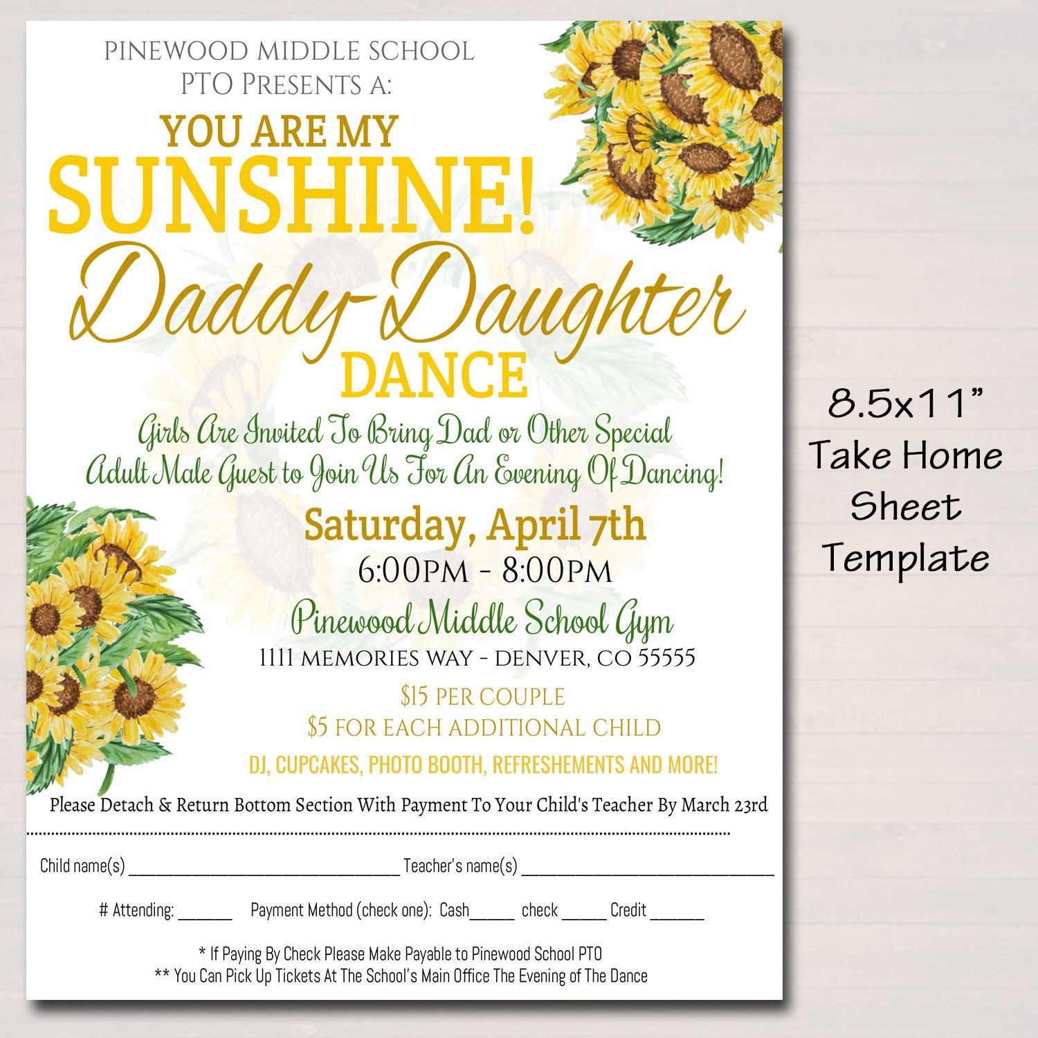 Daddy Daughter Dance Flyer: Sunflower Theme, EDITABLE Template - Etsy