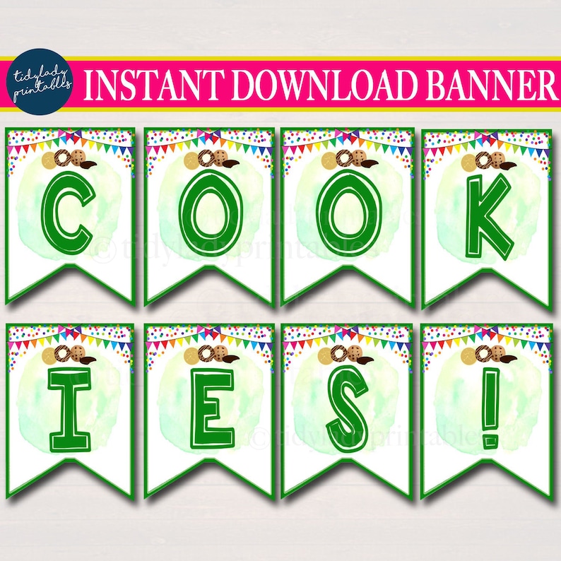 Cookie Booth Bunting Banner, Fundraising Booth Display, Cookie Booth Printable Scouts Cookie Banner, Cookie Sales INSTANT DOWNLOAD image 1