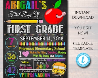 Gepersonaliseerd bord voor eerste schooldag: fotorekwisiet (digitale download)