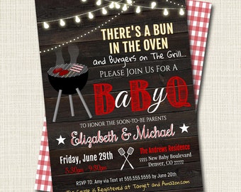 Baby Q Einladung: BBQ Baby Shower, Paarparty (EDITABLE Printable)