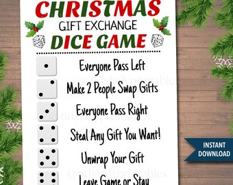 Christmas Dice Game Gift Exchange Rules Printable — TidyLady Printables