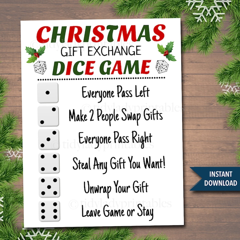 Printable Christmas Gift Exchange Dice Game Christmas Party - Etsy Norway