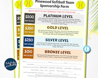 Sponsorship Form Softball - Etsy