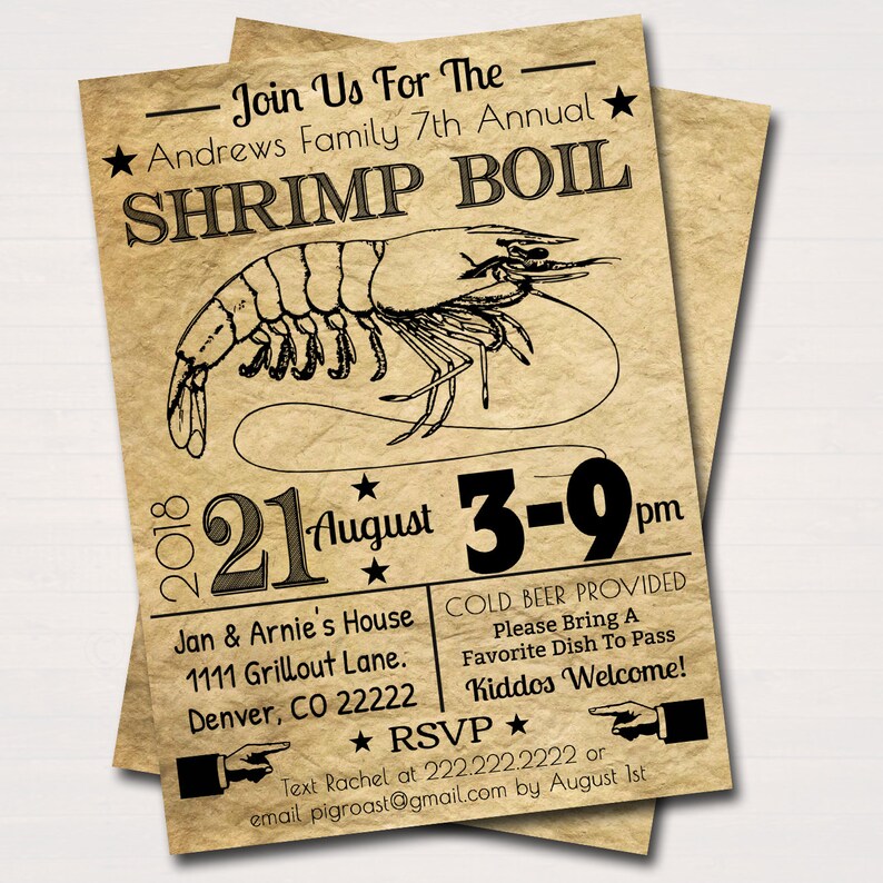 EDITABLE Shrimp Boil Invitation Low Country Company Picnic Etsy