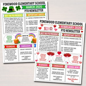 Yearly Pto Pta Newsletter Template Set, Classroom Printable Handout Flyer, Seasonal School Year Meeting Agenda Organizer, EDITABLE Template image 4