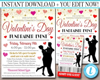 EDITABLE Adult Valentine's Day Event, Fundraiser Flyer Party Invite, Church Community, Sweetheart Prom, Restaurant Invite INSTANT DOWNLOAD