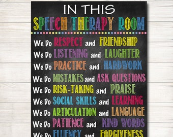 Speech Therapy Room Poster: Colorful Classroom Office Decor (Digital Download)