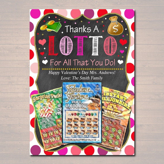 Valentine Lottery Gift Card Holder Printable Thanks A Lotto Gift 