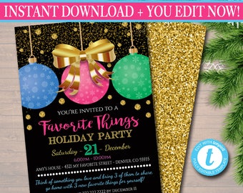 EDITABLE Favorite Things Exchange Party Invitation, Bridal Shower Invite, Teacher Party Holiday Invite, Dirta Santa Party INSTANT DOWNLOAD