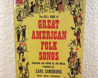 The Dell Book of Great American Folk Songs Jim Morse Carl Sandburg 1963 Vintage