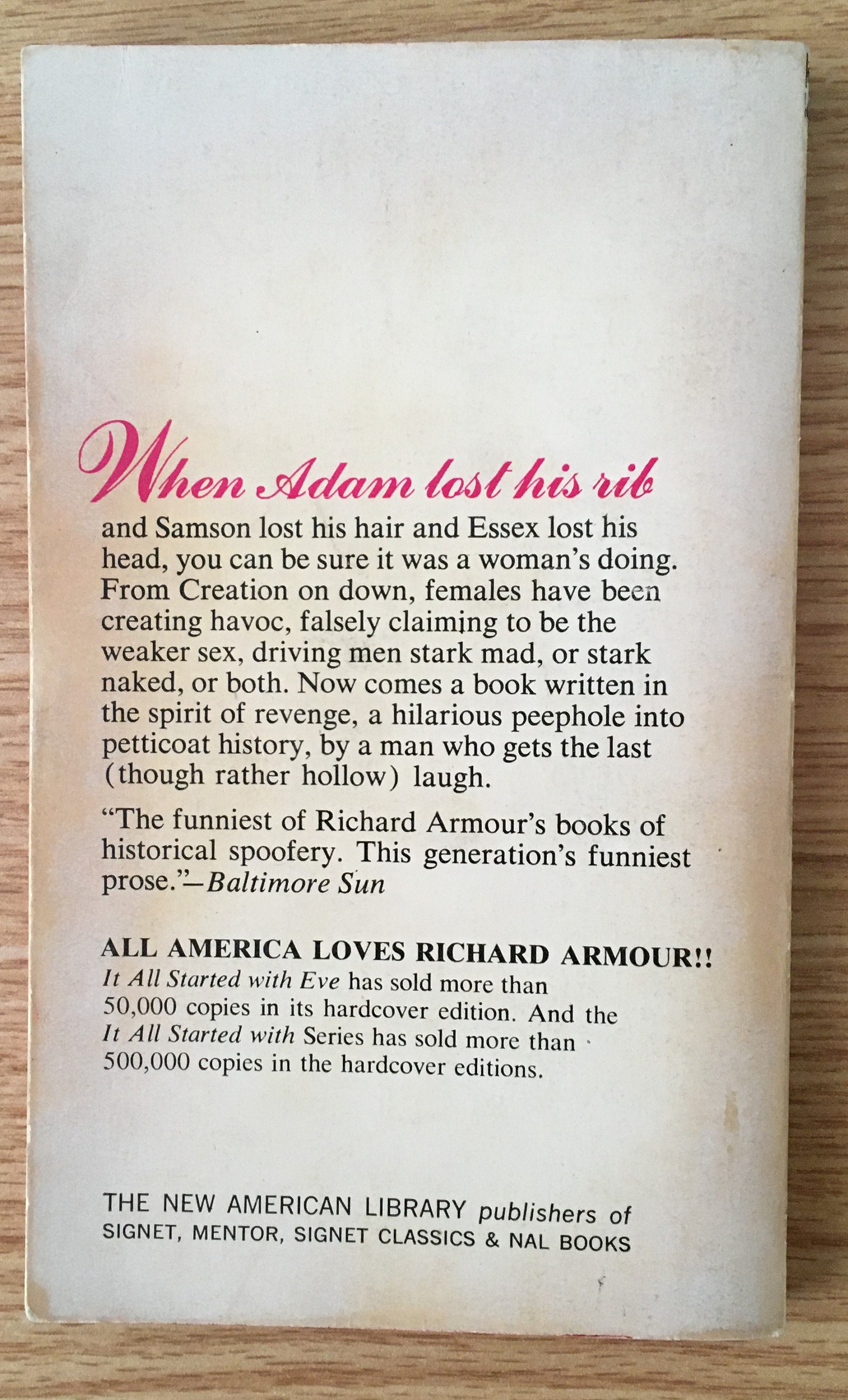 It All Started With Eve by Richard Armour PB Paperback 1966 It All Started With Eve by Richard Armour PB Paperback 1966