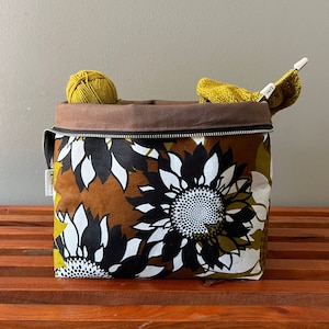 Sunflower Knitting Project Bag, Crochet Project Bag, Yarn Project Bag, Gifts for Knitters, Sock Project Bag, Project Bag for Knitting