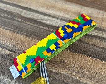 Green Kente DPN Holder, DPN Cozy, Double Pointed Needle Holder, Gifts For Knitters, DPN Case