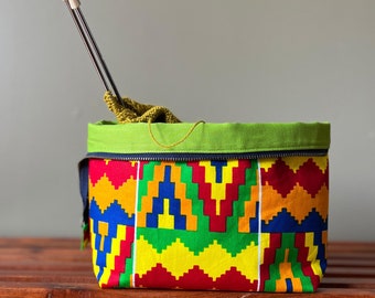 Kente Knitting Project Bag, Crochet Project Bag, Yarn Project Bag, Gifts for Knitters, Sock Project Bag, Project Bag for Knitting