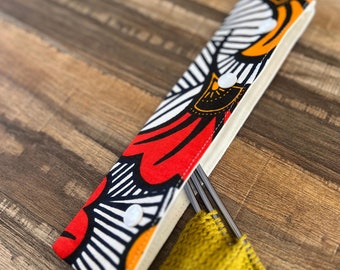 Red Floral DPN Holder, DPN Cozy, Double Pointed Needle Holder, Gifts For Knitters, DPN Case